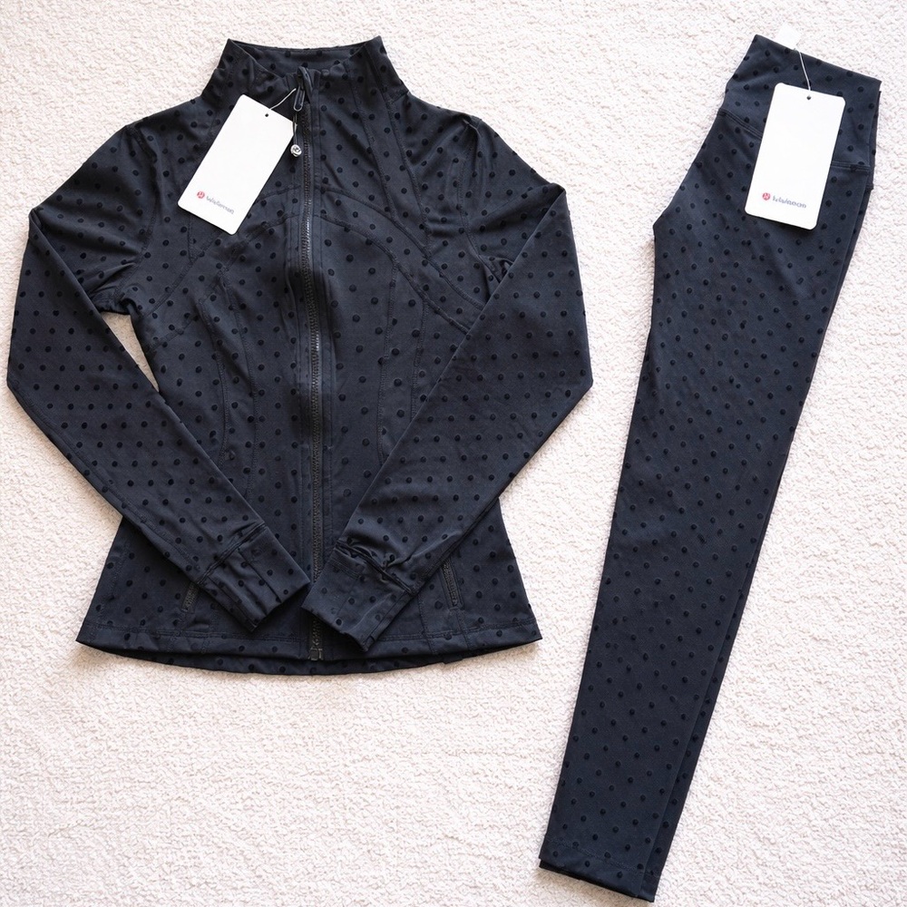 Lululemon Flocked Polka Dot Define Jacket & Align Leggings Matching Set Size 4